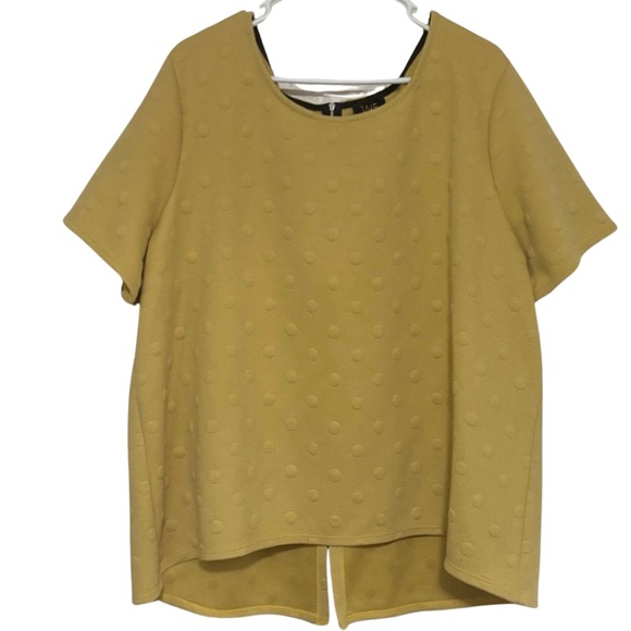 Anthropologie W5 Plus Size Yellow Polka Dot Textured Vintage Inspired Top - Picture 1 of 5